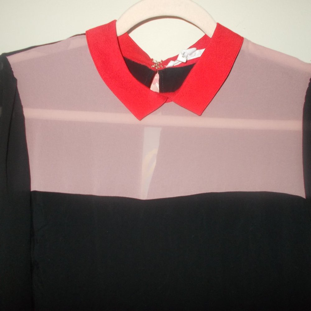 Bcbgeneration Sheer Blouse Multi Color Size Medium - image 2